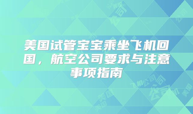 美国试管宝宝乘坐飞机回国，航空公司要求与注意事项指南