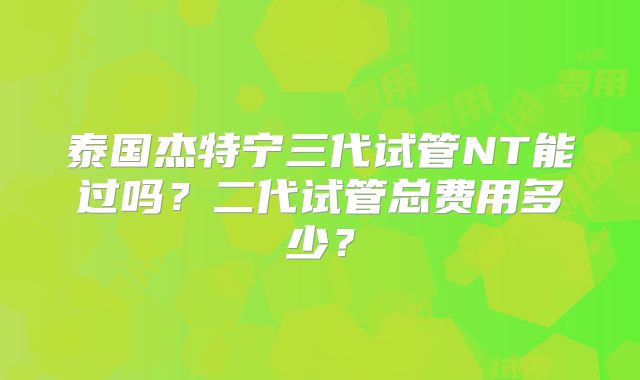 泰国杰特宁三代试管NT能过吗？二代试管总费用多少？