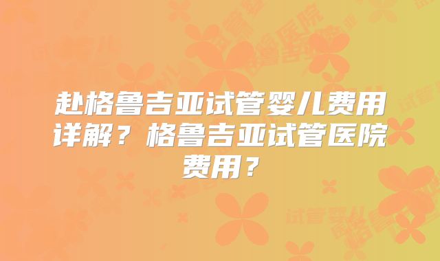 赴格鲁吉亚试管婴儿费用详解？格鲁吉亚试管医院费用？