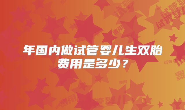 年国内做试管婴儿生双胎费用是多少?