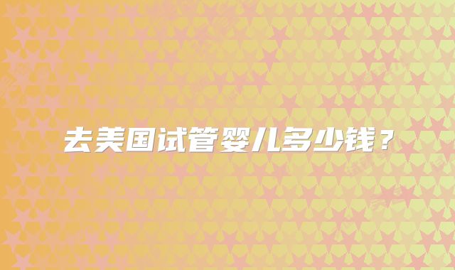 去美国试管婴儿多少钱？