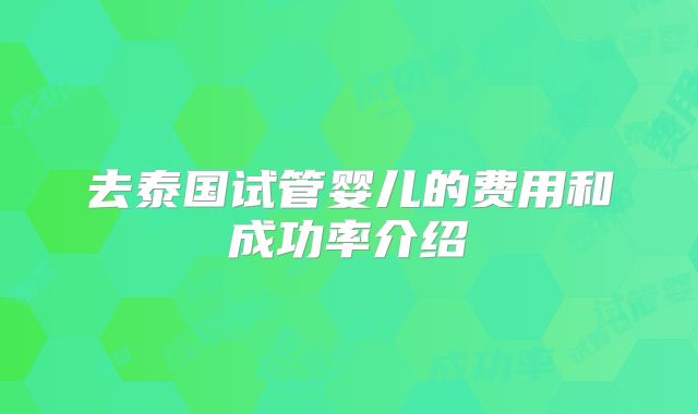 去泰国试管婴儿的费用和成功率介绍