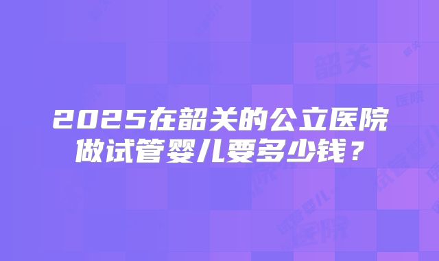 2025在韶关的公立医院做试管婴儿要多少钱?