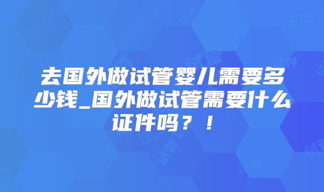 去国外做试管婴儿需要多少钱_国外做试管需要什么证件吗?!