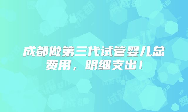 成都做第三代试管婴儿总费用，明细支出！