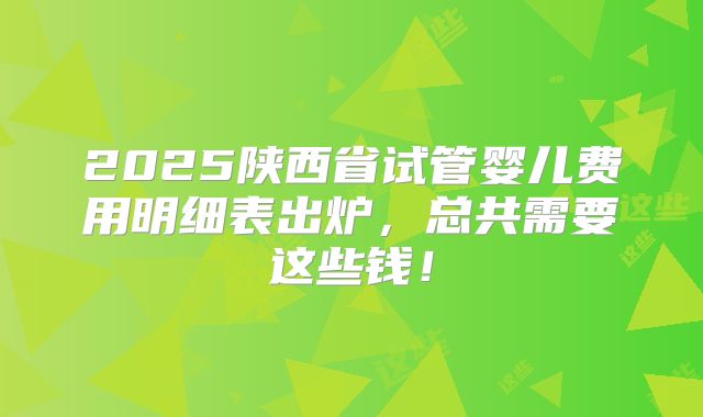 2025陕西省试管婴儿费用明细表出炉,总共需要这些钱!