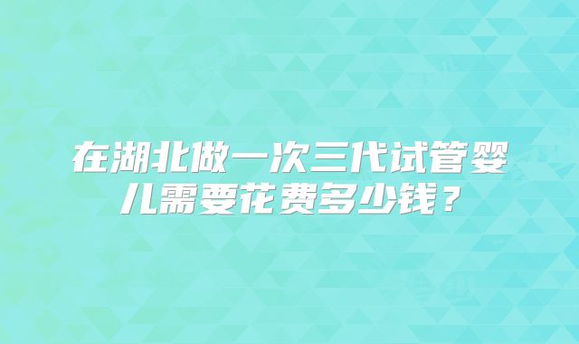 在湖北做一次三代试管婴儿需要花费多少钱？