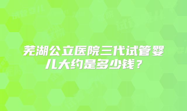 芜湖公立医院三代试管婴儿大约是多少钱？