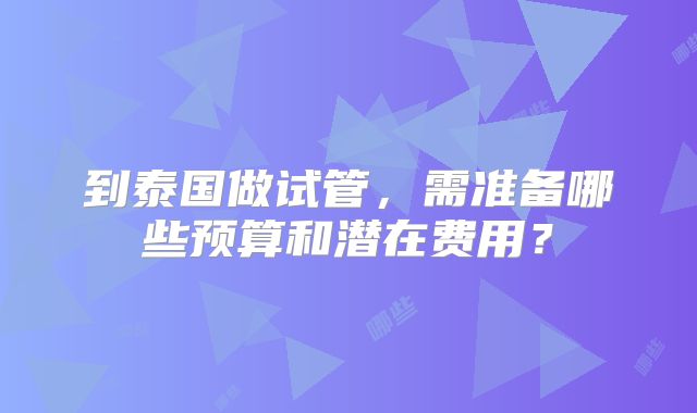 到泰国做试管,需准备哪些预算和潜在费用?