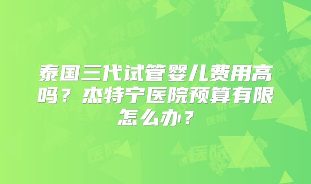 泰国三代试管婴儿费用高吗？杰特宁医院预算有限怎么办？