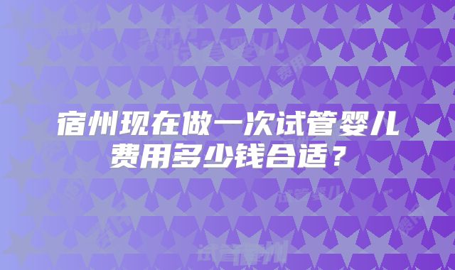 宿州现在做一次试管婴儿费用多少钱合适?
