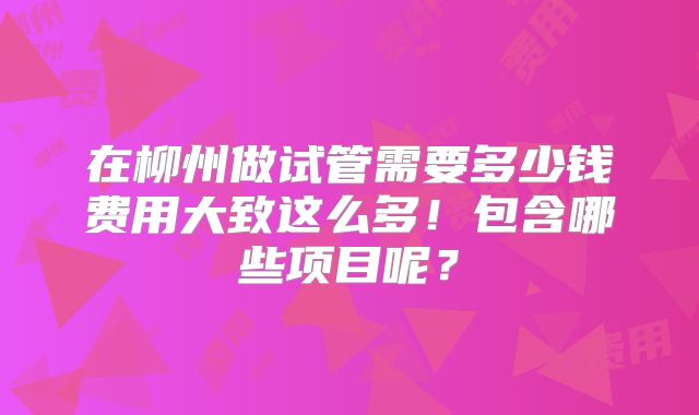 在柳州做试管需要多少钱费用大致这么多!包含哪些项目呢?