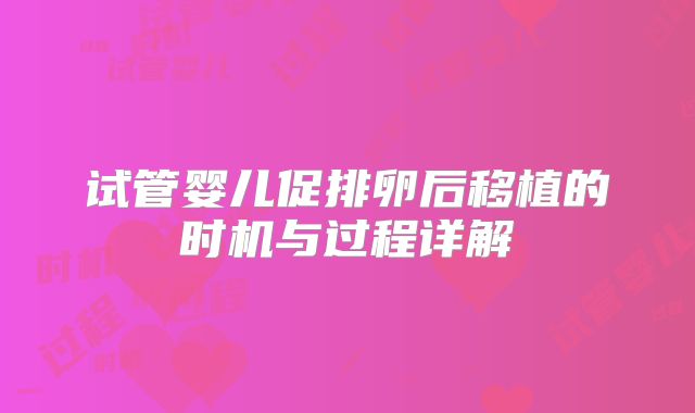 试管婴儿促排卵后移植的时机与过程详解