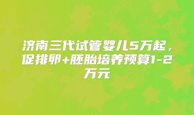 济南三代试管婴儿5万起,促排卵+胚胎培养预算1-2万元