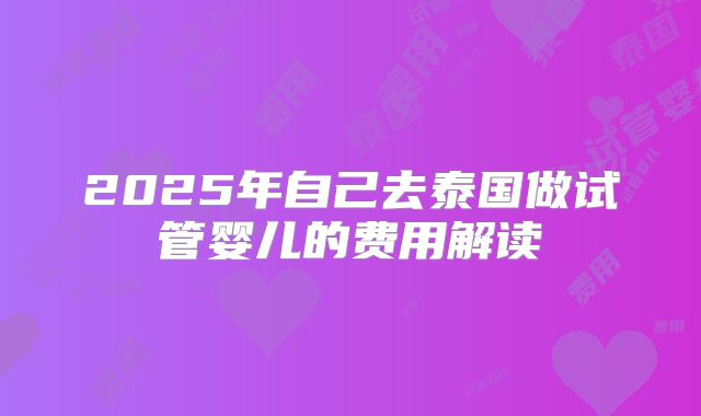 2025年自己去泰国做试管婴儿的费用解读
