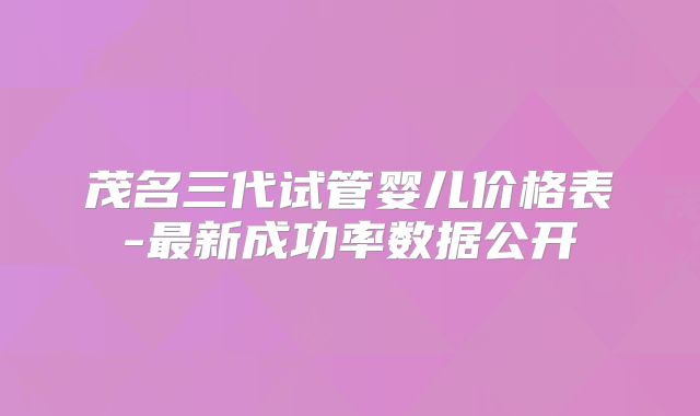 茂名三代试管婴儿价格表-最新成功率数据公开