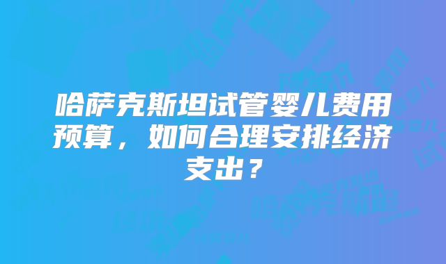 哈萨克斯坦试管婴儿费用预算,如何合理安排经济支出?
