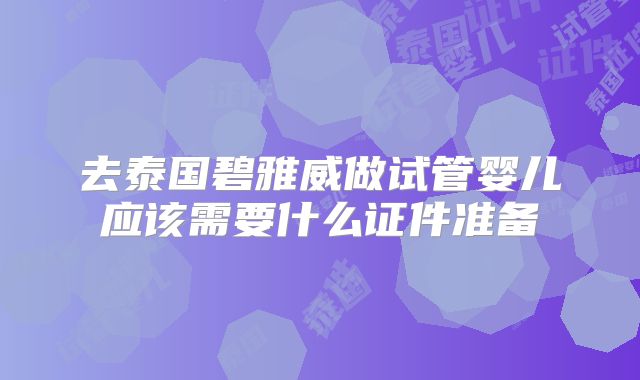 去泰国碧雅威做试管婴儿应该需要什么证件准备