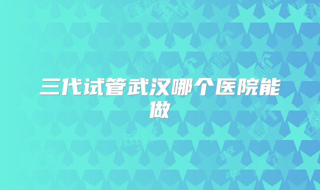 三代试管武汉哪个医院能做