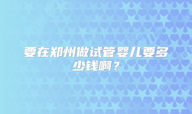 要在郑州做试管婴儿要多少钱啊？