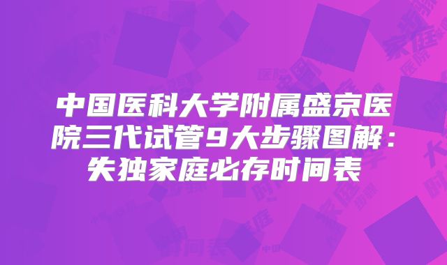 中国医科大学附属盛京医院三代试管9大步骤图解：失独家庭必存时间表