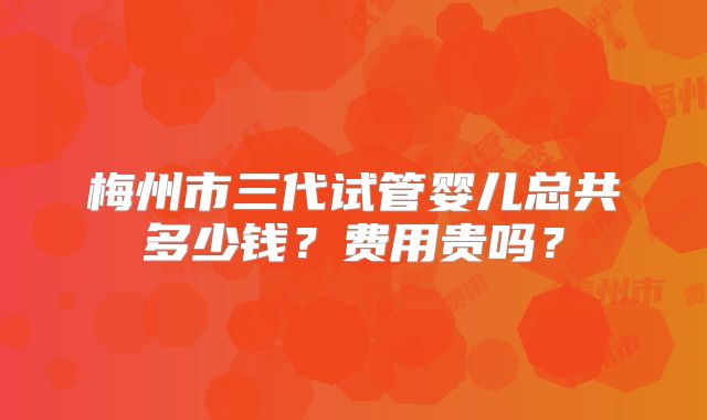 梅州市三代试管婴儿总共多少钱？费用贵吗？