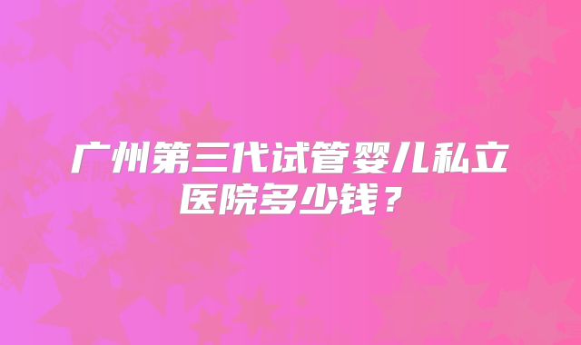 广州第三代试管婴儿私立医院多少钱?