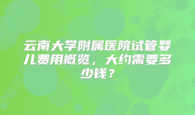 云南大学附属医院试管婴儿费用概览,大约需要多少钱?