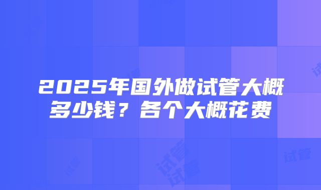 2025年国外做试管大概多少钱？各个大概花费