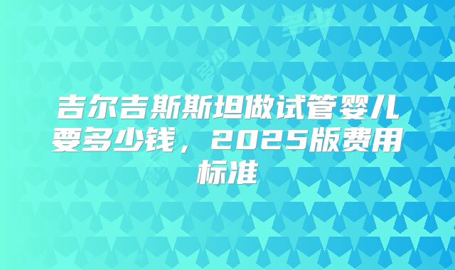 吉尔吉斯斯坦做试管婴儿要多少钱，2025版费用标准