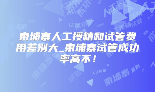 柬埔寨人工授精和试管费用差别大_柬埔寨试管成功率高不！