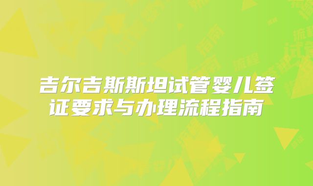 吉尔吉斯斯坦试管婴儿签证要求与办理流程指南