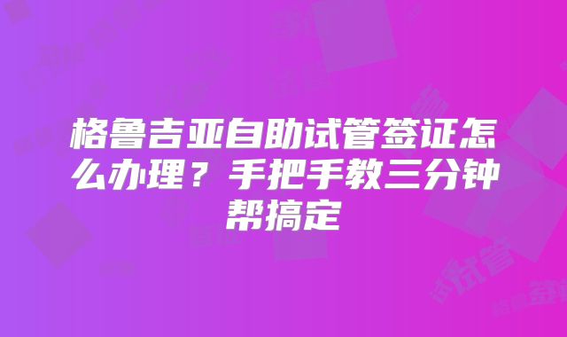 格鲁吉亚自助试管签证怎么办理?手把手教三分钟帮搞定