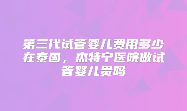 第三代试管婴儿费用多少在泰国，杰特宁医院做试管婴儿贵吗