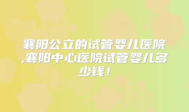 襄阳公立的试管婴儿医院,襄阳中心医院试管婴儿多少钱！