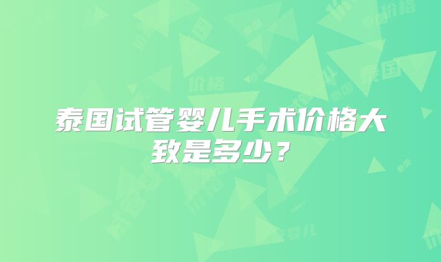 泰国试管婴儿手术价格大致是多少?