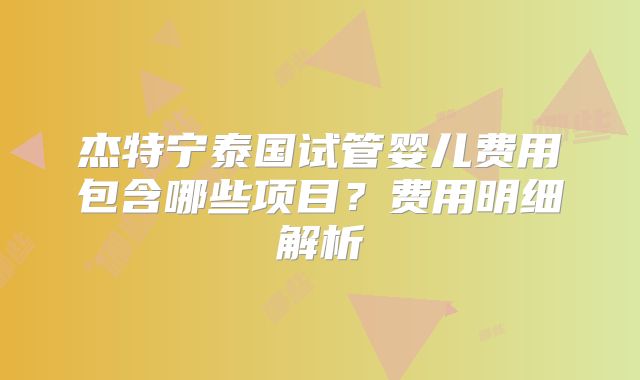杰特宁泰国试管婴儿费用包含哪些项目?费用明细解析
