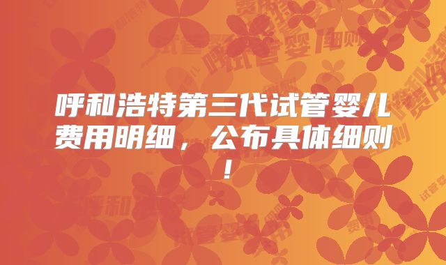 呼和浩特第三代试管婴儿费用明细,公布具体细则!
