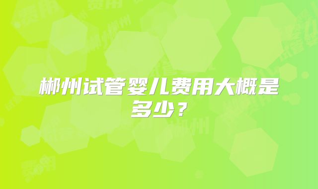 郴州试管婴儿费用大概是多少?