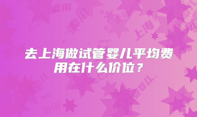 去上海做试管婴儿平均费用在什么价位?