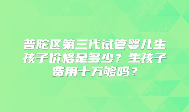 普陀区第三代试管婴儿生孩子价格是多少？生孩子费用十万够吗？