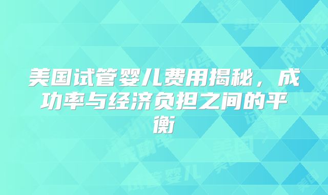 美国试管婴儿费用揭秘,成功率与经济负担之间的平衡