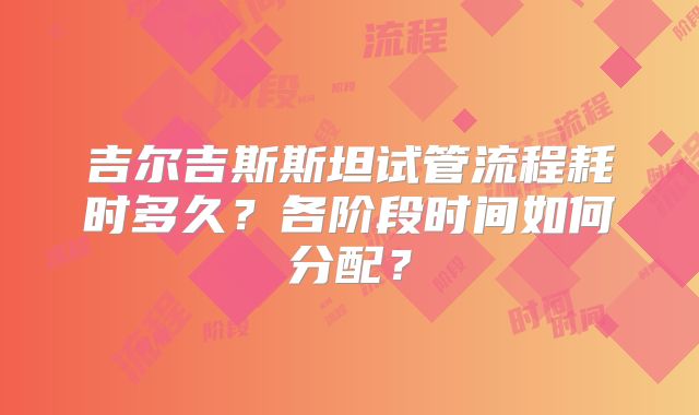 吉尔吉斯斯坦试管流程耗时多久？各阶段时间如何分配？