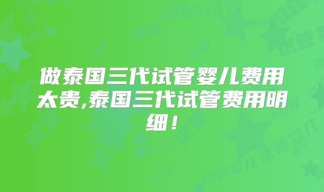 做泰国三代试管婴儿费用太贵,泰国三代试管费用明细!