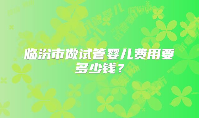 临汾市做试管婴儿费用要多少钱?