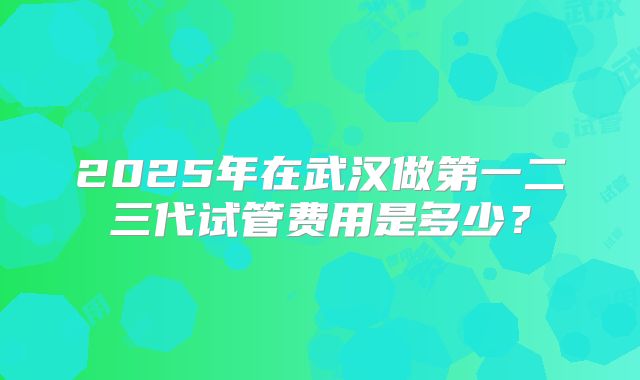 2025年在武汉做第一二三代试管费用是多少?