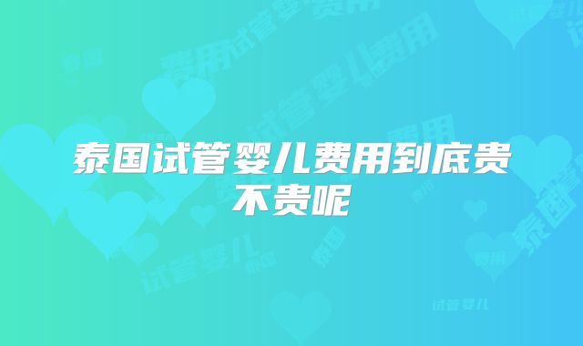 泰国试管婴儿费用到底贵不贵呢