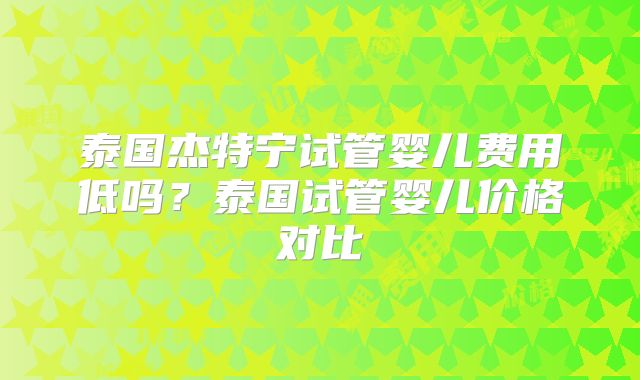 泰国杰特宁试管婴儿费用低吗?泰国试管婴儿价格对比