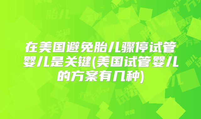 在美国避免胎儿骤停试管婴儿是关键(美国试管婴儿的方案有几种)