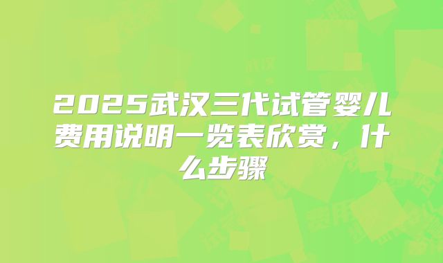 2025武汉三代试管婴儿费用说明一览表欣赏，什么步骤